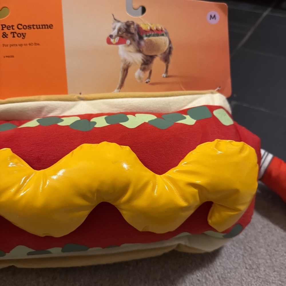 Boots & Barkley Hot Dog Dog Costume Size Medium Polyester Tan Red Yellow Toy - Picture 3 of 10